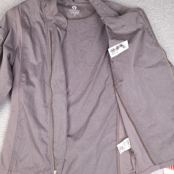 Chef Works Shirt Mens Medium Gray College Chefs Embroidered Uniform Cook Kitchen - Picture 11 of 16